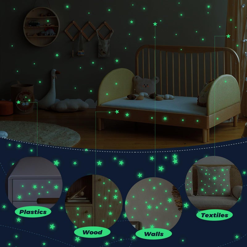 YIIFELL Glow in The Dark Stars Stickers for Ceiling  514Pcs 3D Room Wall Decor Ceiling Stars Glow in The Dark Star Stickers Wall Decals for Kids Bedding Room or Party Birthday Gift - Image 4